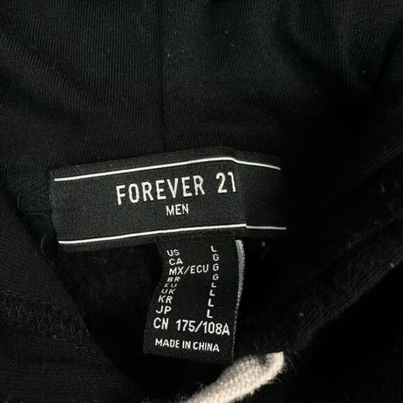 Forever 21 Men's Size L Black Hoodie With Snake & Spinal Design Excellent - Picture 7 of 8